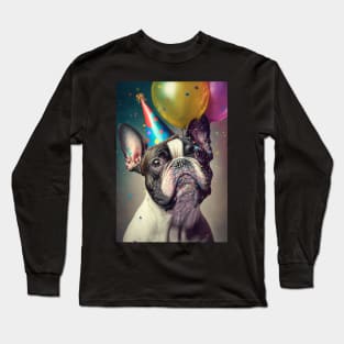 Pied French Bulldog Birthday Card #3 Long Sleeve T-Shirt